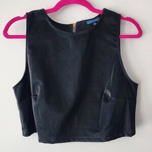 Kirious Vegan Leather Croped Tank Top | Large | Black Faux Snake Reptile Zipper